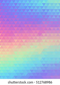 Abstract holographic geometric vector background. 80s and 90s fashion design. Hologram vibrant style, trend art poster. Holography abstract futuristic template. Shiny effect for vibrant banner