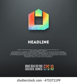 Abstract holographic house logo template