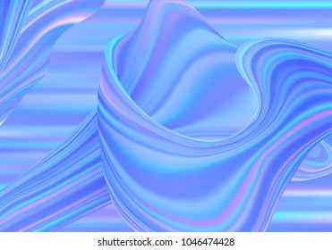 Abstract Holographic Illustration with Dynamic Wave. Vector Digital Iridescent Pattern. Futuristic Modern Background..