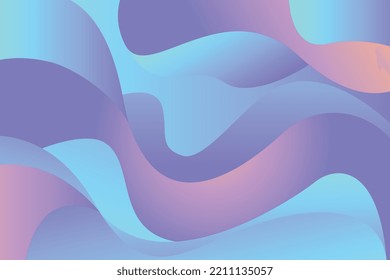 Abstract holographic liquid gradient wavy shapes background. Purple and blue gradient layered waves backdrop illustration