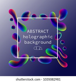 Abstract holographic neon bright pattern on a gradient background with a text frame. Abstract composition for your design with bright colorful figures