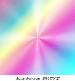 Abstract holographic round gradient foil texture background. Vector button style design