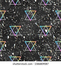 Abstract holographic seamless pattern with grunge texture.