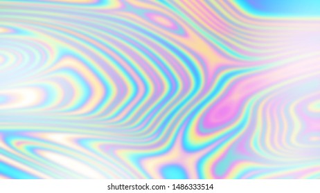 Fundo de gradiente trendy holográfico abstrato. Ilustração de ondulações de cor pastel macio. Linda impressão ornamentada de moda. Sem traçado, incluir gradiente de malha. Vetor EPS10