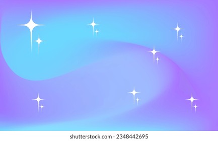 Abstract holographic unicorn gradient background. Dreamy fantsay with sparkles stars. Vector illustration