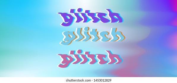 Abstract holographic vector background with colorful riffles and stains. Surreal psychedelic illustration in vaporwave/ glitch art style.