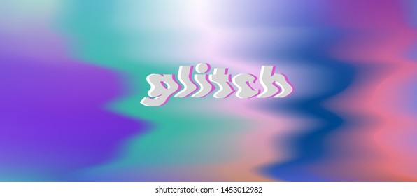 Abstract holographic vector background with colorful riffles and stains. Surreal psychedelic illustration in vaporwave/ glitch art style.