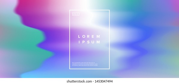 Abstract holographic vector background with colorful riffles and stains. Surreal psychedelic illustration in vaporwave/ glitch art style.