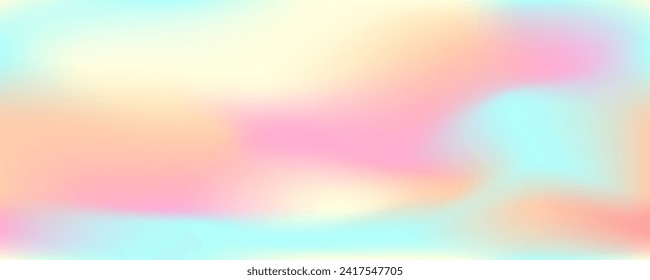 Abstract holographic vibrant pastel teal, pink and orange colors background. Tender soft colors illustration for banner, poster design, wallpaper decor