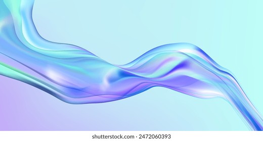 Abstract  holographic wave.Flow iridescent fluid.Dynamic spectrum ribbon.