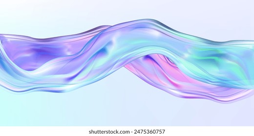 Abstract  holographic wave.Flow iridescent fluid.Dynamic spectrum ribbon.