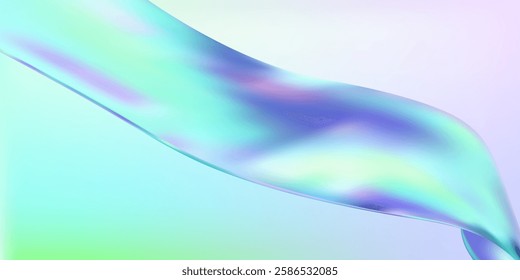Abstract  holographic wave.Flow iridescent fluid.Dynamic spectrum ribbon.