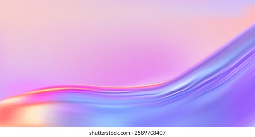 Abstract  holographic wave.Flow iridescent fluid.Dynamic spectrum ribbon.