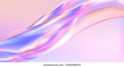 Abstract  holographic wave.Flow iridescent fluid.Dynamic spectrum ribbon.