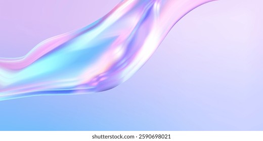 Abstract  holographic wave.Flow iridescent fluid.Dynamic spectrum ribbon.