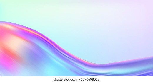 Abstract  holographic wave.Flow iridescent fluid.Dynamic spectrum ribbon.