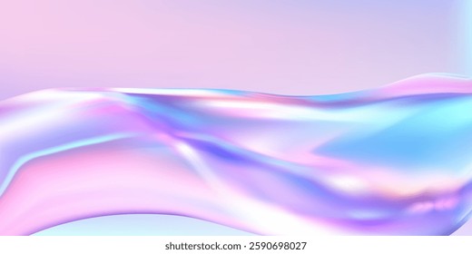 Abstract  holographic wave.Flow iridescent fluid.Dynamic spectrum ribbon.