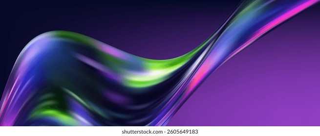 Abstract  holographic wave.Flow iridescent fluid.Dynamic spectrum ribbon.
