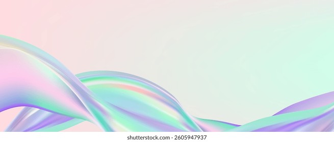 Abstract  holographic wave.Flow iridescent fluid.Dynamic spectrum ribbon.