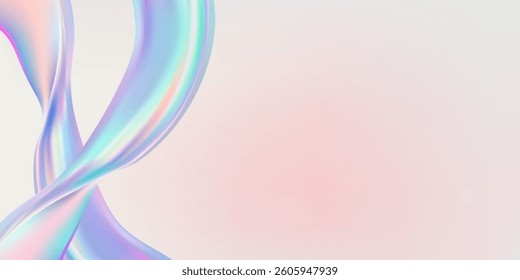 Abstract  holographic wave.Flow iridescent fluid.Dynamic spectrum ribbon.