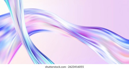 Onda holográfica abstrata.Fluido iridescente de fluxo.Fita de espectro dinâmico.