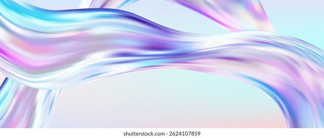 Abstract  holographic wave.Flow iridescent fluid.Dynamic spectrum ribbon.