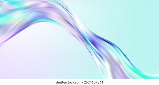 Abstract  holographic wave.Flow iridescent fluid.Dynamic spectrum ribbon.