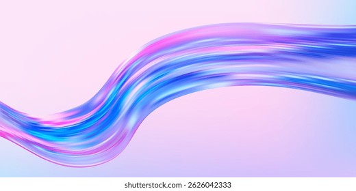 Onda holográfica abstrata.Fluido iridescente de fluxo.Fita de espectro dinâmico.