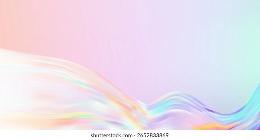 Abstract  holographic wave.Flow iridescent fluid.Dynamic spectrum ribbon.