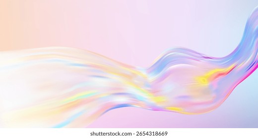 Abstract  holographic wave.Flow iridescent fluid.Dynamic spectrum ribbon.