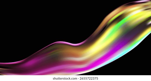 Abstrakte holografische Welle.Fließende irisierende Flüssigkeit.Dynamisches Spektrum Band.