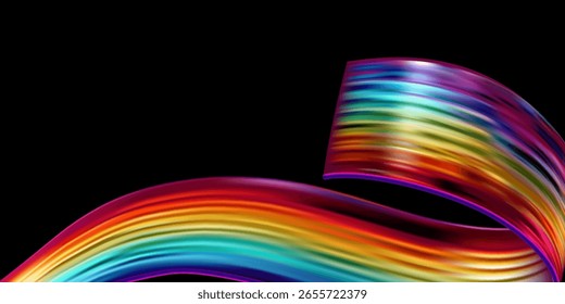 Abstract  holographic wave.Flow iridescent fluid.Dynamic spectrum ribbon.