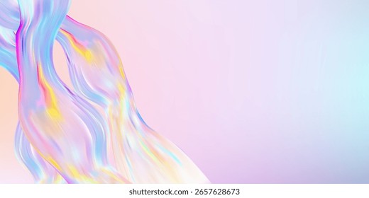 Abstract  holographic wave.Flow iridescent fluid.Dynamic spectrum ribbon.