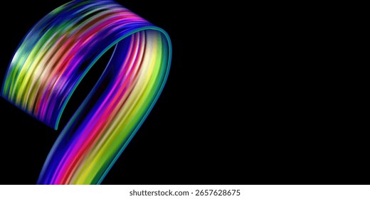 Abstract  holographic wave.Flow iridescent fluid.Dynamic spectrum ribbon.