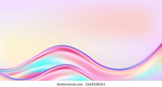 Abstrakte holografische Welle.Fließende irisierende Flüssigkeit.Dynamisches Spektrum Band.