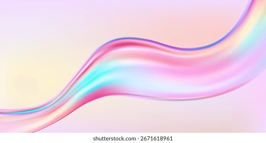 Abstract  holographic wave.Flow iridescent fluid.Dynamic spectrum ribbon.