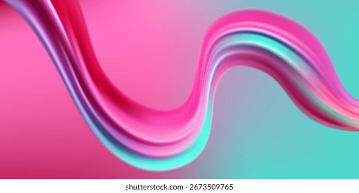 Abstract  holographic wave.Flow iridescent fluid.Dynamic spectrum ribbon.