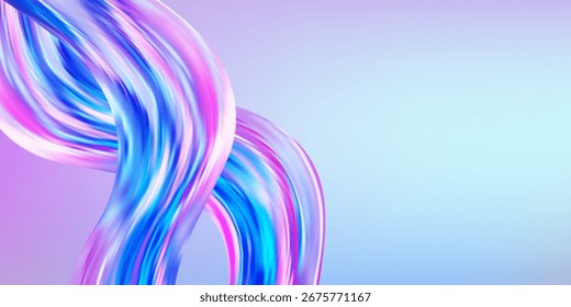 Abstract  holographic wave.Flow iridescent fluid.Dynamic spectrum ribbon.