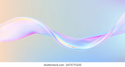 Abstract  holographic wave.Flow iridescent fluid.Dynamic spectrum ribbon.