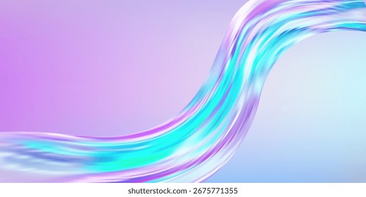 Abstract  holographic wave.Flow iridescent fluid.Dynamic spectrum ribbon.