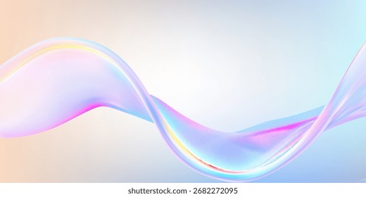 Onda holográfica abstrata.Fluido iridescente de fluxo.Fita de espectro dinâmico.