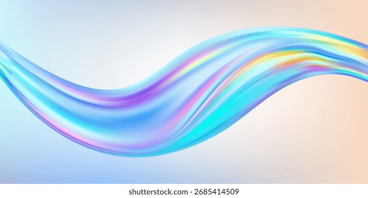 Abstract  holographic wave.Flow iridescent fluid.Dynamic spectrum ribbon.