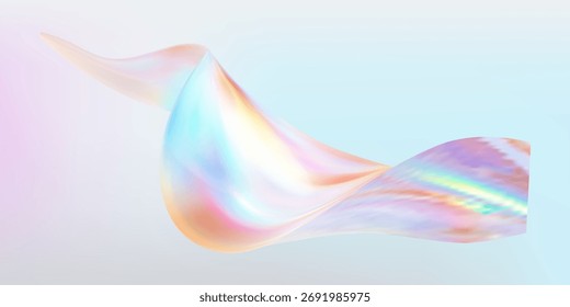 Abstrakte holografische Welle.Fließende irisierende Flüssigkeit.Dynamisches Spektrum Band.