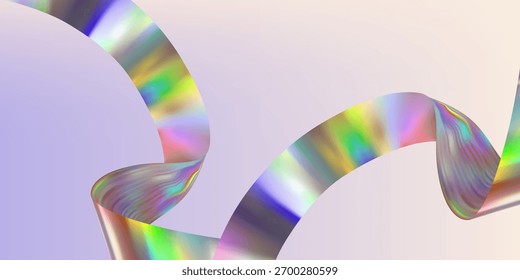 Onda holográfica abstrata.Fluido iridescente de fluxo.Fita de espectro dinâmico.