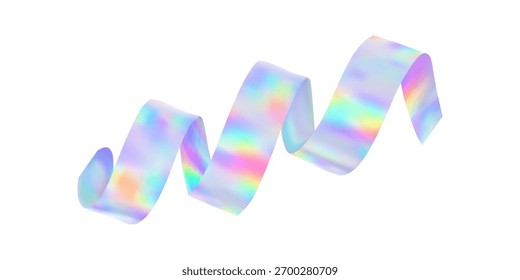 Onda holográfica abstrata.Fluido iridescente de fluxo.Fita de espectro dinâmico.