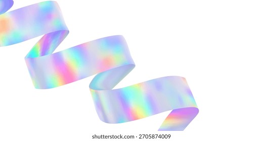 Onda holográfica abstrata.Fluido iridescente de fluxo.Fita de espectro dinâmico.