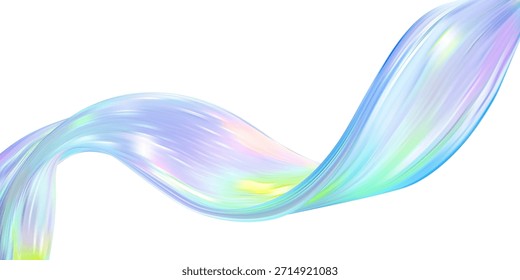 Onda holográfica Abstractas. Fluido iridiscente de flujo. Cinta de espectro dinámico.