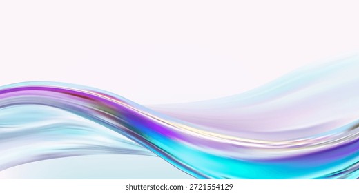 Onda holográfica abstrata.Fluido iridescente de fluxo.Fita de espectro dinâmico.