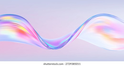 Abstract  holographic wave.Flow iridescent fluid.Dynamic spectrum ribbon.