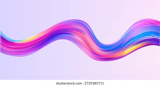 Abstract  holographic wave.Flow iridescent fluid.Dynamic spectrum ribbon.